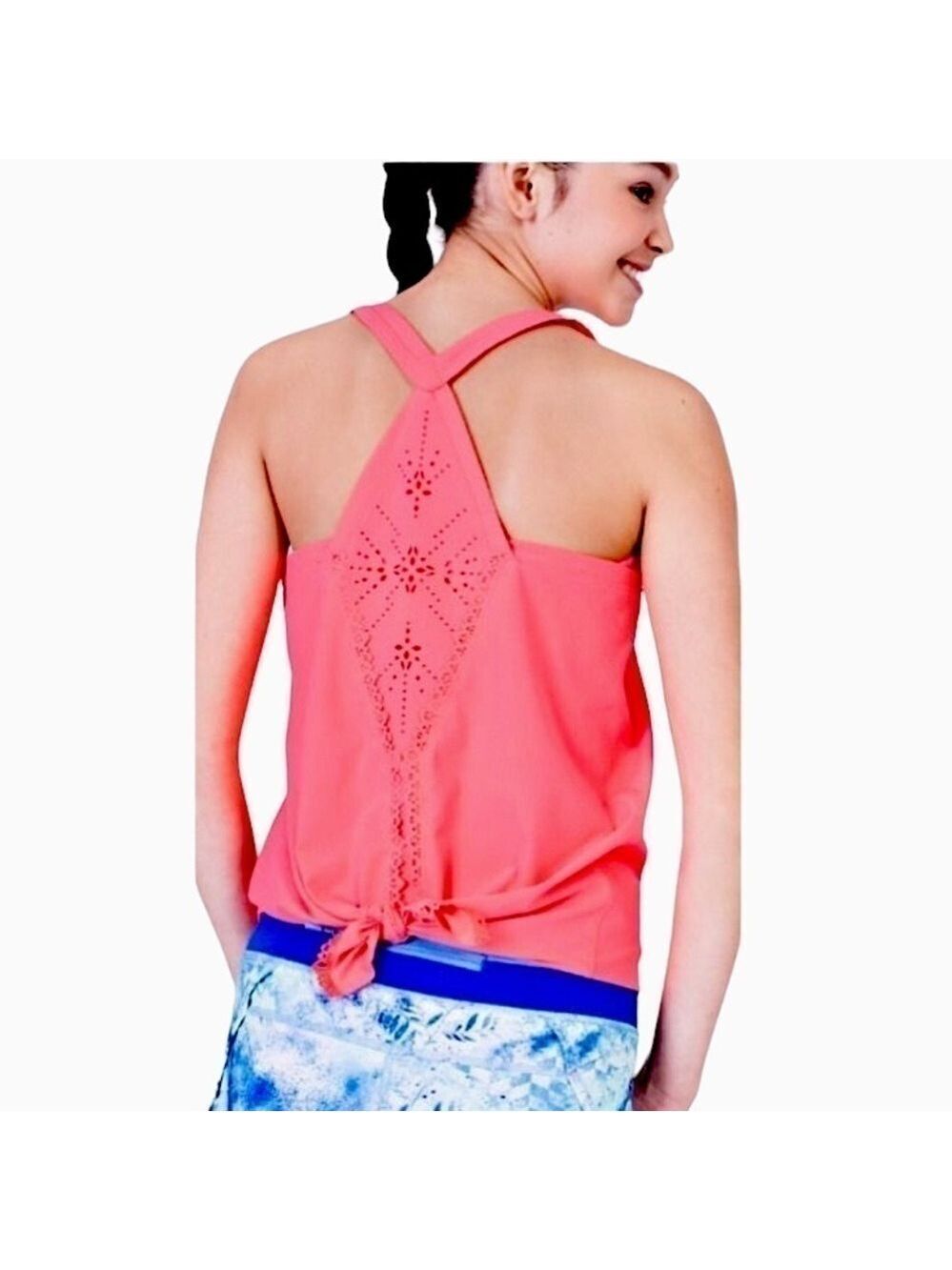 ivivva Fast Beat Laser Cut Neon Pink Tank Top, size 8